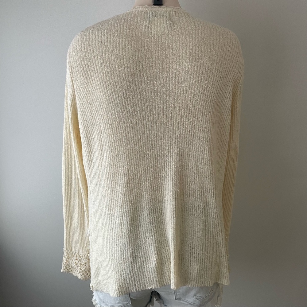 Vintage April Cornell Open Embellished Beaded Faux Pearl Knit Cardigan Granny - Picture 2 of 10